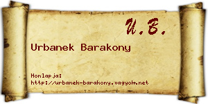 Urbanek Barakony névjegykártya